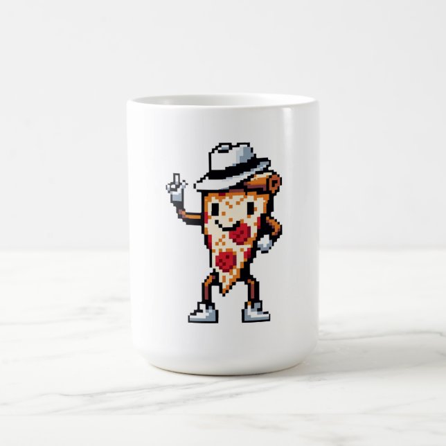 Dancing Pizza Slice - Funny Pixel Art Food Design Kaffeetasse (Mittel)
