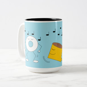Dancing Powded Donut & Coffee Tasse: Zweifarbige Tasse