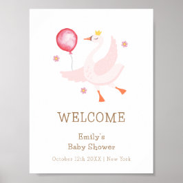 Dancing Princess Swan Balloon Baby Dusche Willkomm Poster