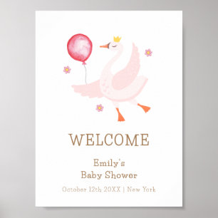 Dancing Princess Swan Balloon Baby Dusche Willkomm Poster