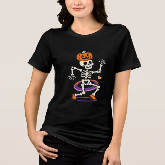 Dancing Pumpkin Skeleton Funny Halloween Women's T Tri-Blend Shirt