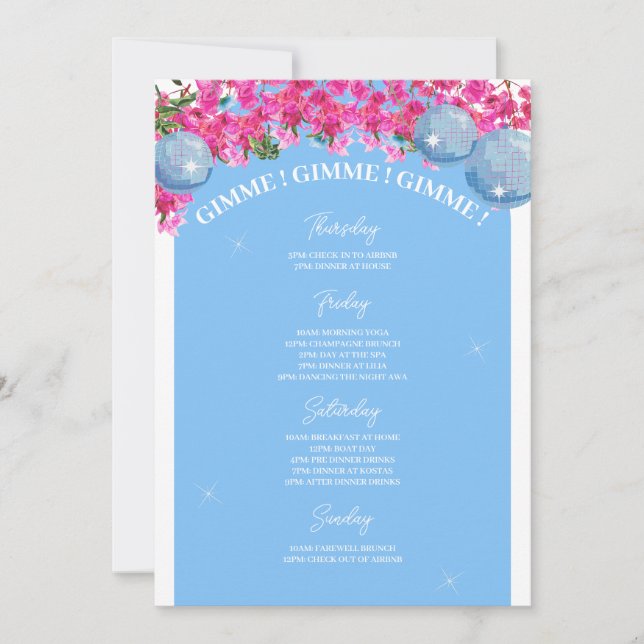 Dancing Queen Bachelorette Wochenende Ausflug Einladung (Vorderseite)