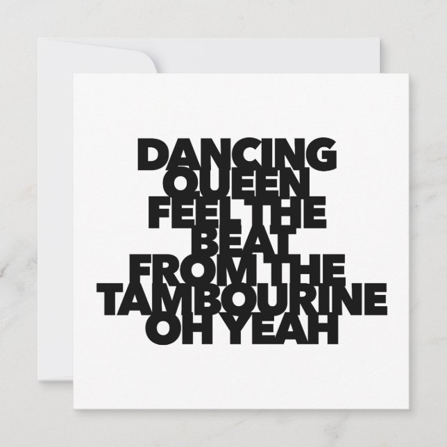DANCING QUEEN FÜHLT DEN BEAT TAMBOURINE Pop Song Karte (Vorderseite)