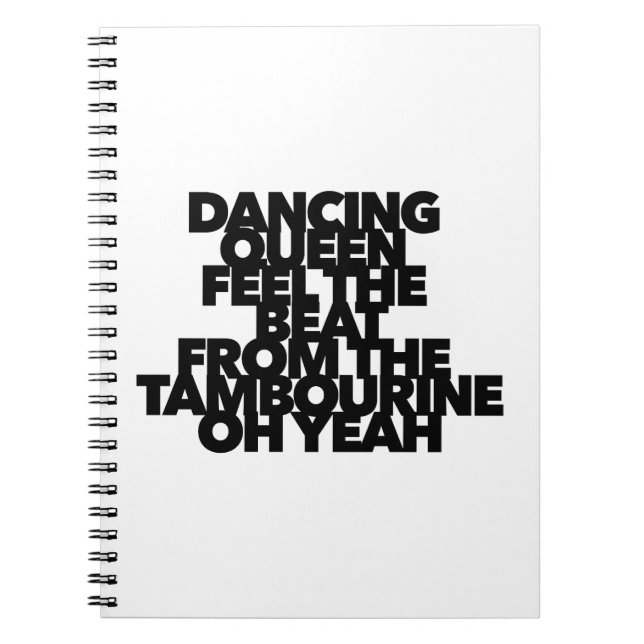 DANCING QUEEN FÜHLT DEN BEAT TAMBOURINE Pop Song Notizblock (Vorderseite)