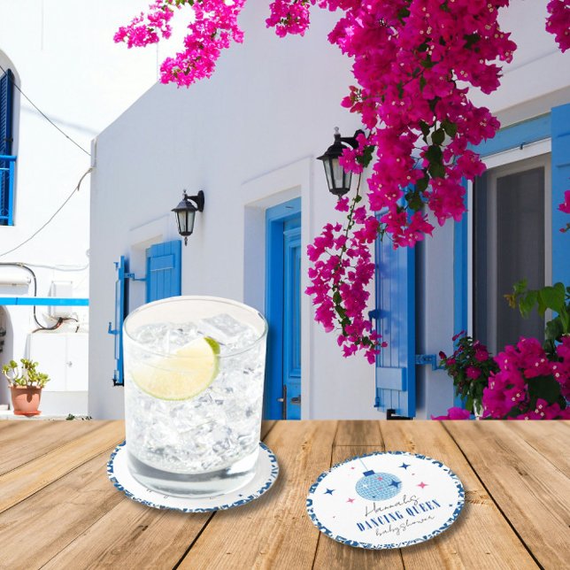 Dancing Queen greek Musical Disco Baby Dusche Runder Pappuntersetzer (Von Creator hochgeladen)