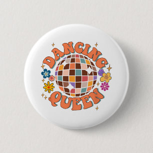 Dancing Queen Retro Bridesmaids Disco Bachelo Button