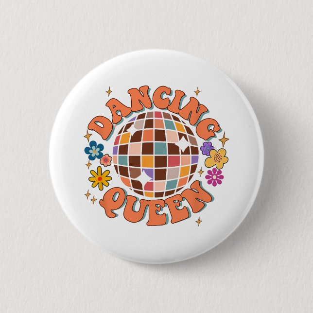 Dancing Queen Retro Bridesmaids Disco Bachelo Button (Vorderseite)