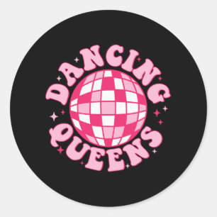 Dancing Queen Retro Bridesmaids Disco Bachelo Runder Aufkleber
