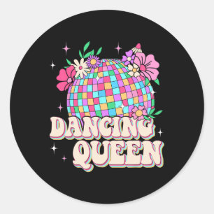 Dancing Queen Shirt Retro Dance Mama 70er 80er Runder Aufkleber