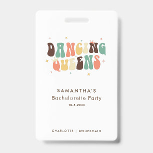 Dancing Queens Retro Bachelorette Bridesmaid Ausweis