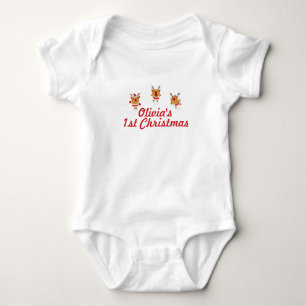 Dancing Reindeer 1. Erstes frohes Weihnachtsfest W Baby Strampler