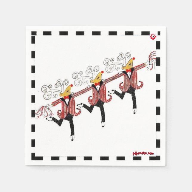 Dancing Reindeer Cocktail Napkins Serviette (Vorderseite)