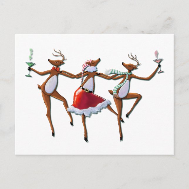DANCING REINDEY von SHARON SHARPE Postkarte (Vorderseite)