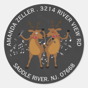 Dancing Rentier Weihnachtsanschrift Label Sticker