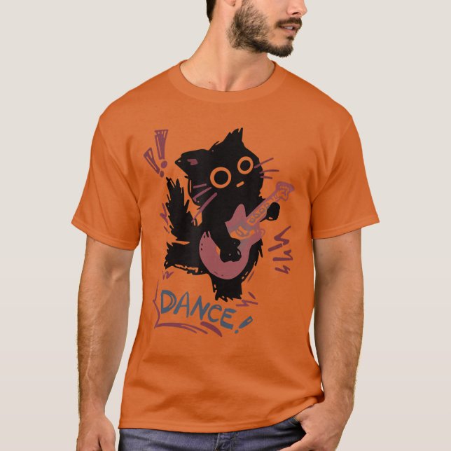 Dancing Rock Cat Electric Guitar Funny Cat Music B T-Shirt (Vorderseite)