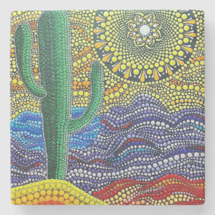 Dancing Saguaro - Wüstenlandschaft Steinuntersetzer