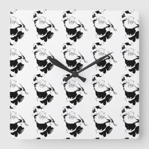 "DANCING SANTA" CHRISTMAS CLOCK QUADRATISCHE WANDUHR