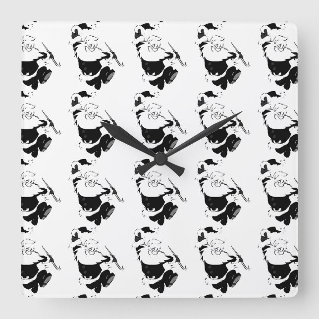 "DANCING SANTA" CHRISTMAS CLOCK QUADRATISCHE WANDUHR (Vorderseite)