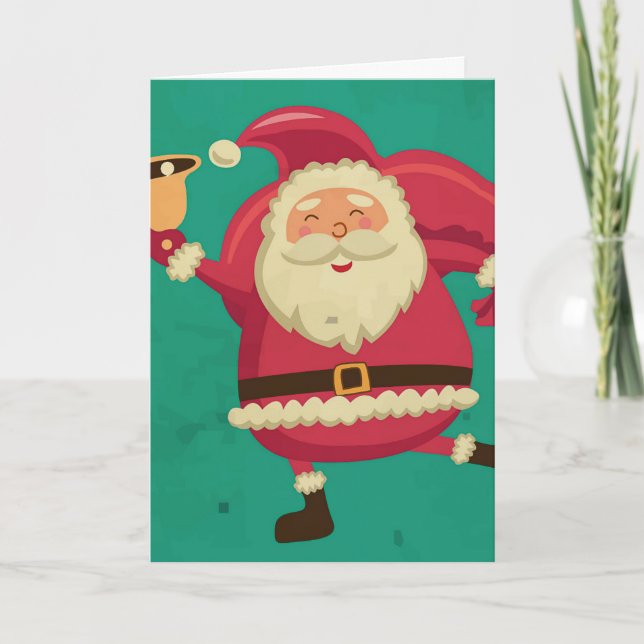 Dancing Santa Greeting Card Feiertagskarte (Vorderseite)