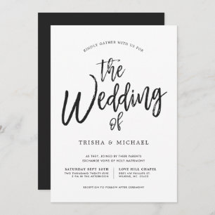 Dancing Script Black White Wedding Einladung