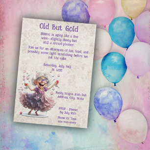 Dancing Senior Lady Fun Meilenstein Feier Einladung