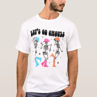 Dancing Skeleton Cowboy Let's Go Ghouls Western T-Shirt