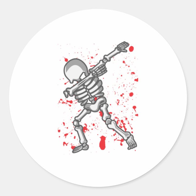 Dancing Skeleton Funny Halloween Runder Aufkleber (Vorderseite)