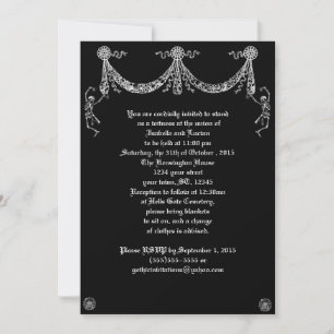 Dancing Skeleton Garland Goth Wedding Einladung