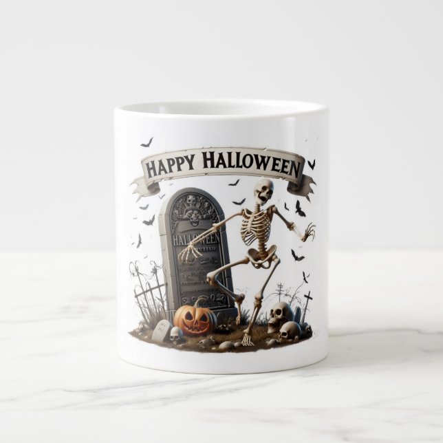 Dancing Skeleton Halloween Design Jumbo-Tasse (Vorderseite)