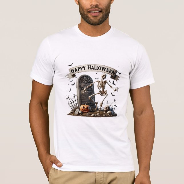 Dancing Skeleton Halloween Design T-Shirt (Vorderseite)