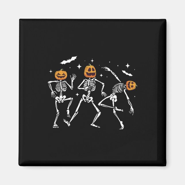 Dancing Skeleton Pumpkin Halloween Magnet (Vorne)