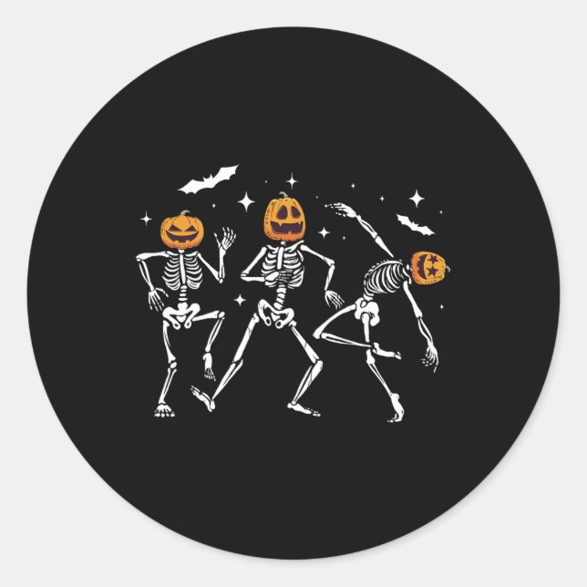Dancing Skeleton Pumpkin Halloween Runder Aufkleber (Vorderseite)