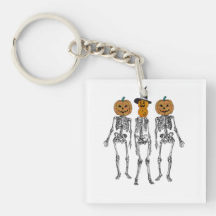 Dancing Skeleton Pumpkin Head Funny Halloween Schlüsselanhänger