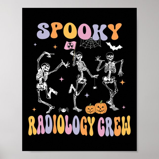 Dancing Skeleton Spooky Radiology Crew Röntgen Tec Poster (Vorne)