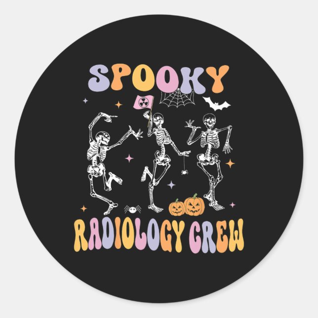 Dancing Skeleton Spooky Radiology Crew Röntgen Tec Runder Aufkleber (Vorderseite)