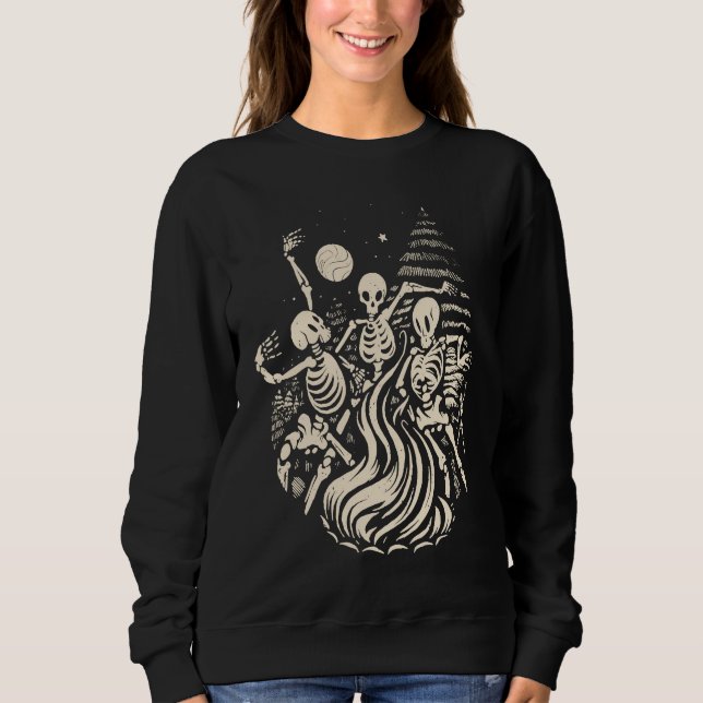 Dancing Skeletons Bones Under the Moon Wicca Wicca Sweatshirt (Vorderseite)