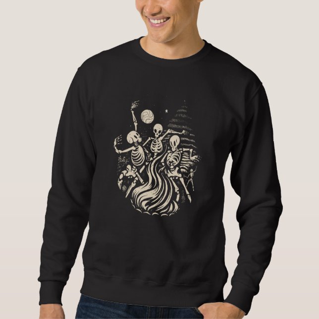 Dancing Skeletons Bones Under the Moon Wicca Wicca Sweatshirt (Vorderseite)