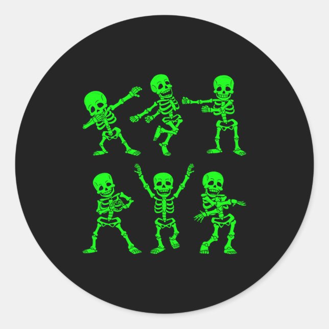 Dancing Skeletons Dance Challenge Girl Boys Kids H Runder Aufkleber (Vorderseite)