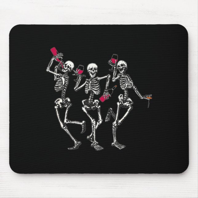 Dancing Skeletons Drinking Wine Lover Funny Hallow Mousepad (Vorne)