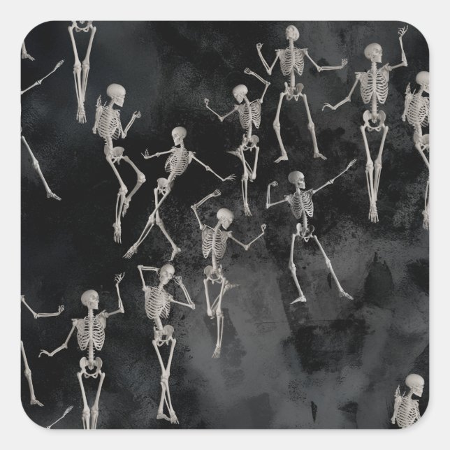 Dancing Skeletons Halloween Quadratischer Aufkleber (Vorderseite)