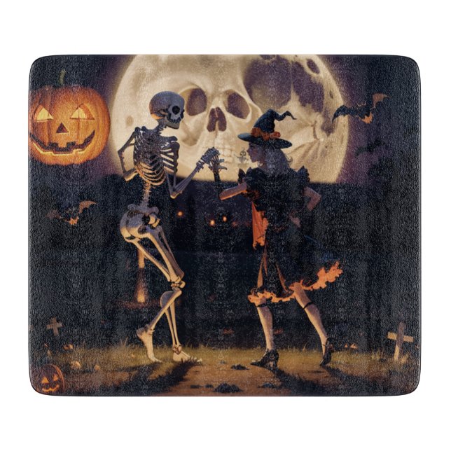 Dancing Skeletts Decorative Glas Cutting Board Schneidebrett (Vorderseite)