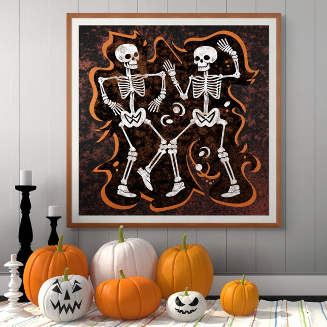 Dancing Skeletts Funny Halloween Party Poster (Von Creator hochgeladen)