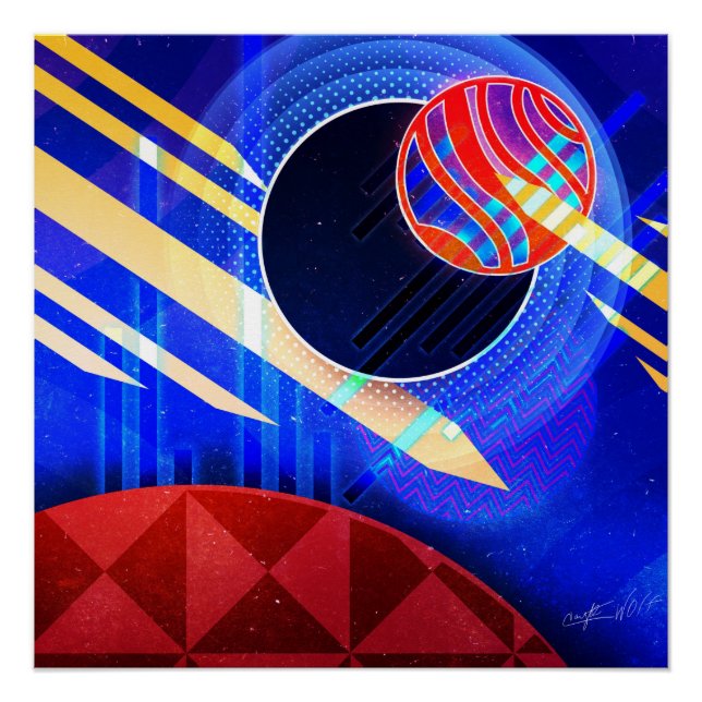 Dancing Spheres Digital Art Poster (Vorderseite)
