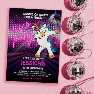 Dancing Unicorn Disco Party Einladung