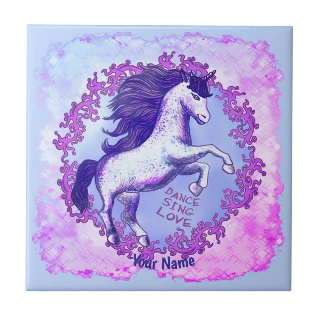 Dancing Unicorn Fliese (Vorderseite)