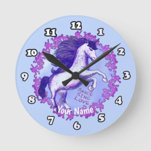 Dancing Unicorn Runde Wanduhr