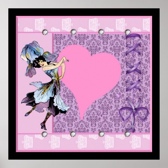 Dancing Vintage Blume Fairy Fantasy Design LeahG Poster (Vorne)