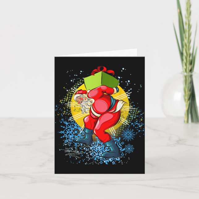 Dancing Vintage Santa Claus Christmas Graphic  Karte (Vorderseite)