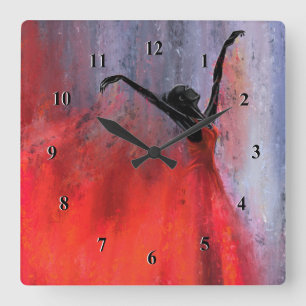 Dancing Wall Clock Quadratische Wanduhr