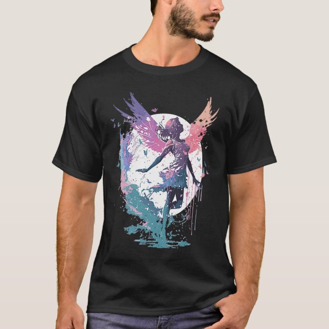 Dancing Watercolor Fairy Girls Dancer Ballet Butte T-Shirt (Vorderseite)